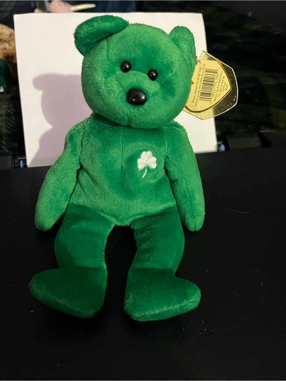 Ty Green Plush Bear with Shamrock